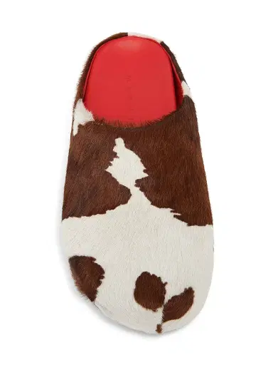 Marni Men's Fussbett Cow-Print Calf Hair Sabots - Lily White Brown - Size 13 | Thumbnail 4