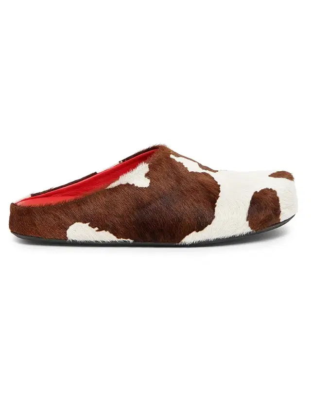 Marni Men's Fussbett Cow-Print Calf Hair Sabots - Lily White Brown