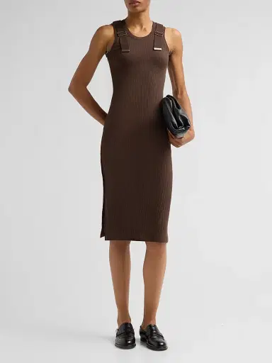 Loewe Women's Cotton Ribbed Dress - Brown - Size Large | Thumbnail 2