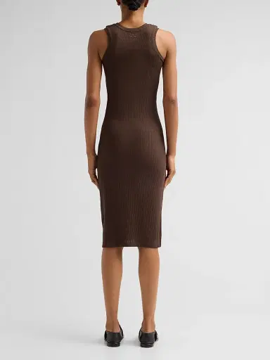 Loewe Women's Cotton Ribbed Dress - Brown - Size Large | Thumbnail 3