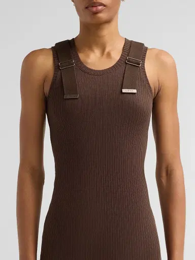 Loewe Women's Cotton Ribbed Dress - Brown - Size Large | Thumbnail 5