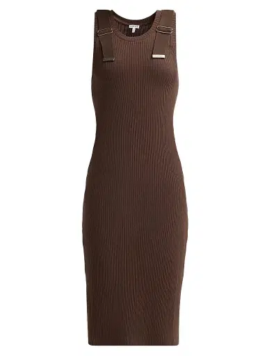 Loewe Women's Cotton Ribbed Dress - Brown - Size Large | Thumbnail 1
