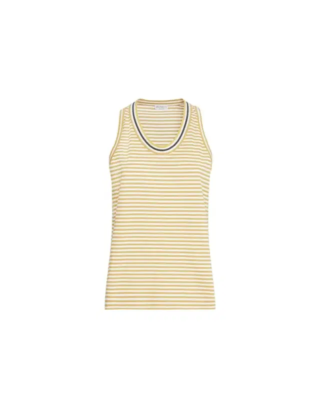 Brunello Cucinelli Striped jersey top with monili