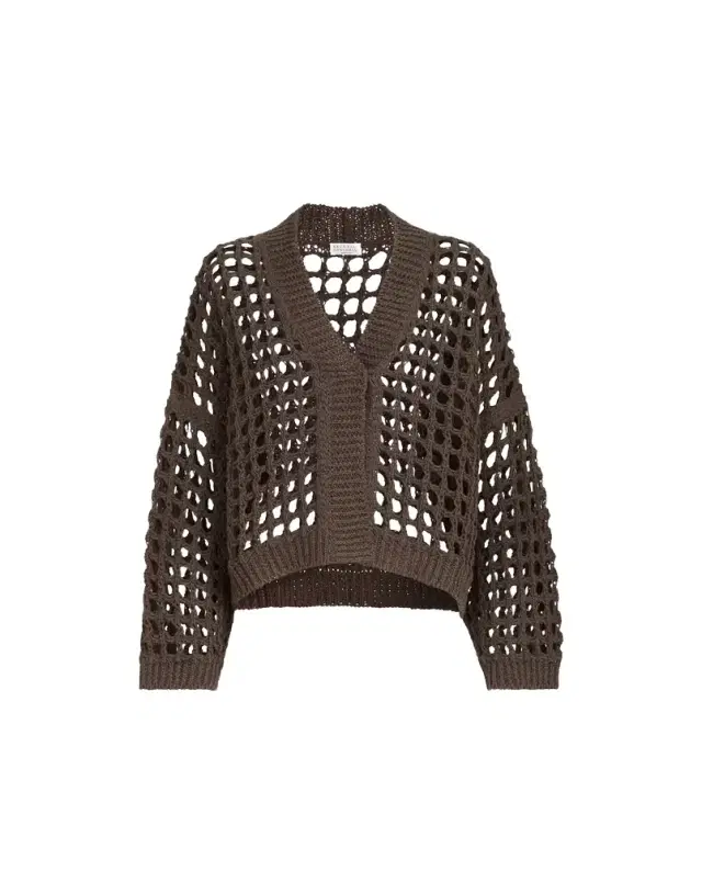 Brunello Cucinelli Jute and cotton net cardigan