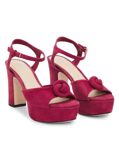 Cinq à Sept Women's Arianna 100MM Knot-Detail Suede Platform Sandals - Berry Wine - Size 11 | Thumbnail 2 Cinq à Sept Women's Arianna 100MM Knot-Detail Suede Platform Sandals - Berry Wine - Size 11 | Thumbnail 2