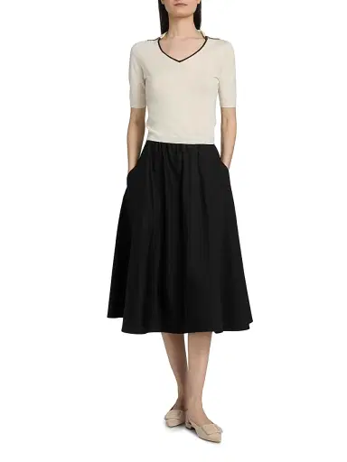 Vince Women's Pocket Full Cotton Midi-Skirt - Black - Size XXS | Thumbnail 2 Vince Women's Pocket Full Cotton Midi-Skirt - Black - Size XXS | Thumbnail 2