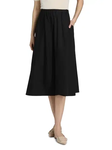 Vince Women's Pocket Full Cotton Midi-Skirt - Black - Size XXS | Thumbnail 3 Vince Women's Pocket Full Cotton Midi-Skirt - Black - Size XXS | Thumbnail 3