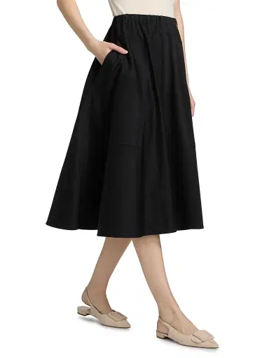 Vince Women's Pocket Full Cotton Midi-Skirt - Black - Size XXS | Thumbnail 4 Vince Women's Pocket Full Cotton Midi-Skirt - Black - Size XXS | Thumbnail 4