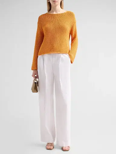 Vince Women's Camille Cotton-Blend Mid-Rise Wide-Leg Trousers - Optic White - Size 8 | Thumbnail 2
