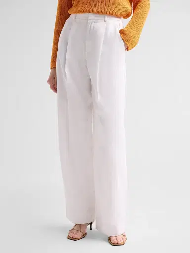 Vince Women's Camille Cotton-Blend Mid-Rise Wide-Leg Trousers - Optic White - Size 8 | Thumbnail 4