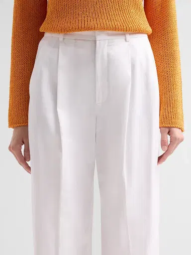 Vince Women's Camille Cotton-Blend Mid-Rise Wide-Leg Trousers - Optic White - Size 8 | Thumbnail 5