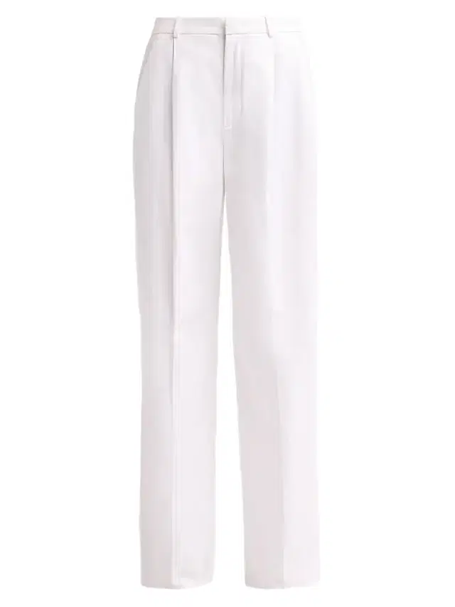 Vince Women's Camille Cotton-Blend Mid-Rise Wide-Leg Trousers - Optic White