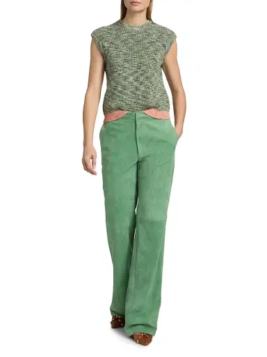 Ulla Johnson Women's Freja Suede Straight-Leg Pants - Aventurine - Size 8 | Thumbnail 2