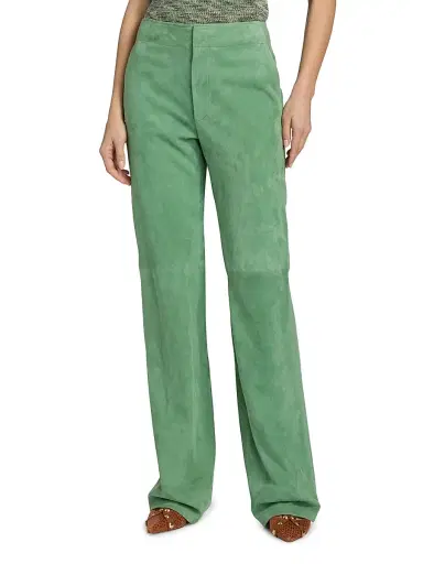 Ulla Johnson Women's Freja Suede Straight-Leg Pants - Aventurine - Size 8 | Thumbnail 3