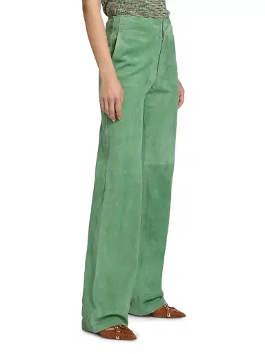 Ulla Johnson Women's Freja Suede Straight-Leg Pants - Aventurine - Size 8 | Thumbnail 4