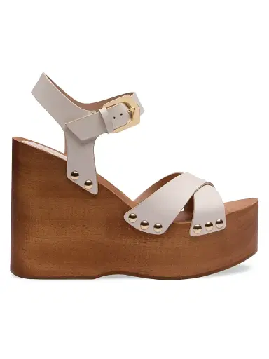 Stuart Weitzman Women's Kate 135MM Studded Leather Clogs - Cream - Size 9.5 | Thumbnail 1