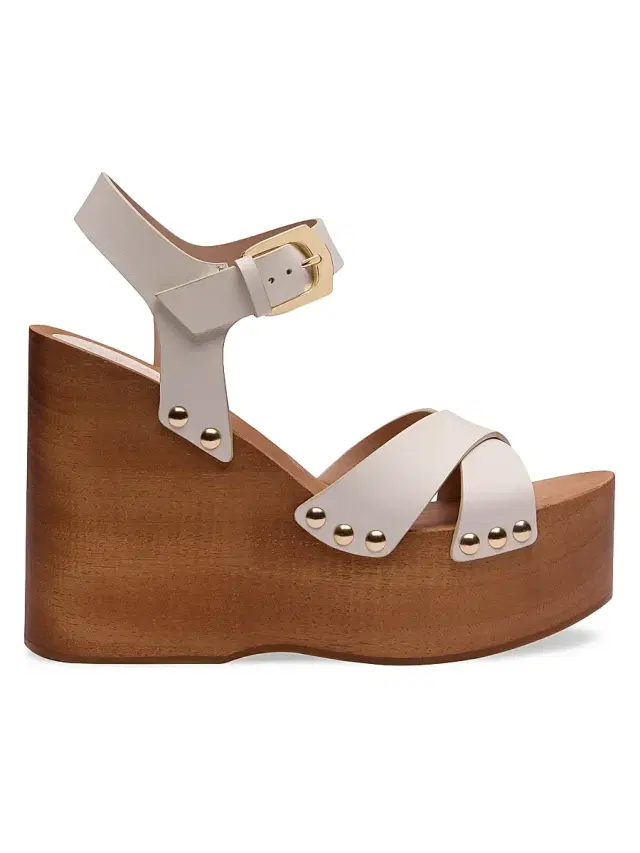 Stuart Weitzman Women's Kate 135MM Studded Leather Clogs - Cream