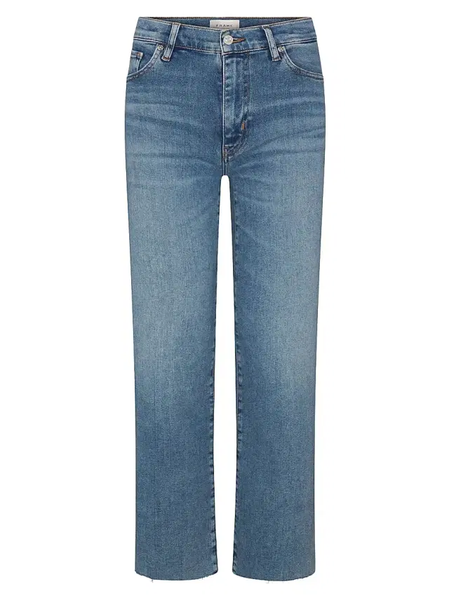 FRAME Women's The Mellow High-Rise Straight-Leg Jeans - Clue Raw After