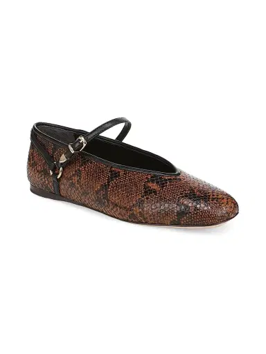 Favorite Daughter Women's Max Snake-Embossed Leather Mary Jane Ballet Flats - Gingerbread - Size 11 | Thumbnail 2