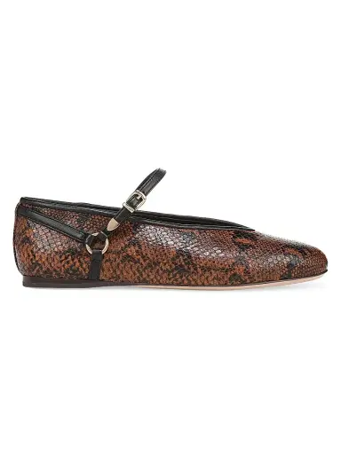 Favorite Daughter Women's Max Snake-Embossed Leather Mary Jane Ballet Flats - Gingerbread - Size 11 | Thumbnail 1