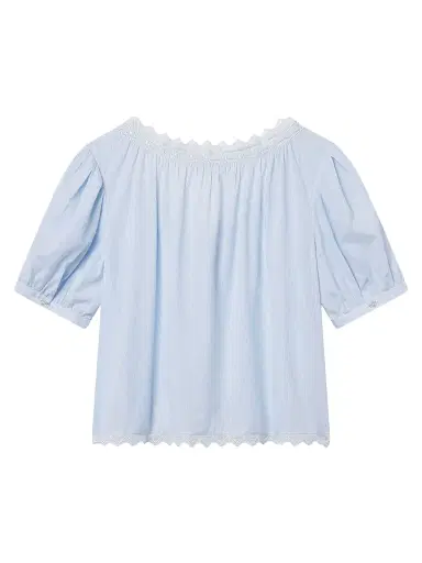 Frame Women's The Serene Striped Cotton Top - Powder Blue Multi | Thumbnail 3 Frame Women's The Serene Striped Cotton Top - Powder Blue Multi | Thumbnail 3