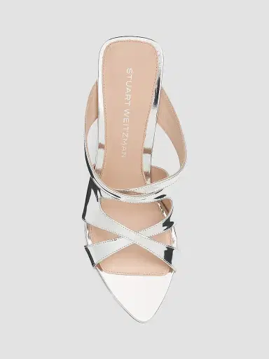 Stuart Weitzman Women's Rubie 85MM Patent Leather Sandals - Silver - Size 9.5 | Thumbnail 5