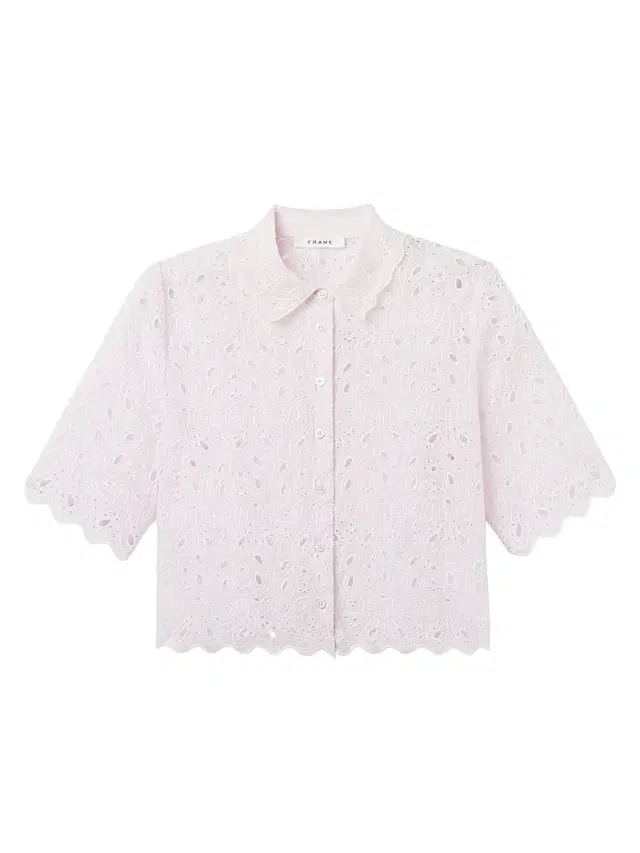 FRAME Women's Paisley Eyelet Crop Shirt - Bubble Gum