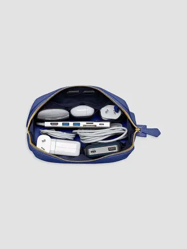 MAISON de SABRÉ Leather Tech Pouch - Lapis Blue | Thumbnail 2
