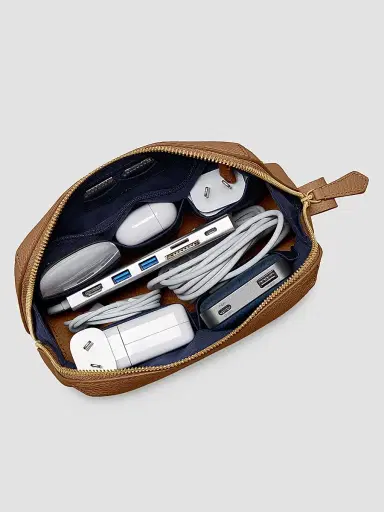 MAISON de SABRÉ Leather Tech Pouch - Sandstone Brown | Thumbnail 4