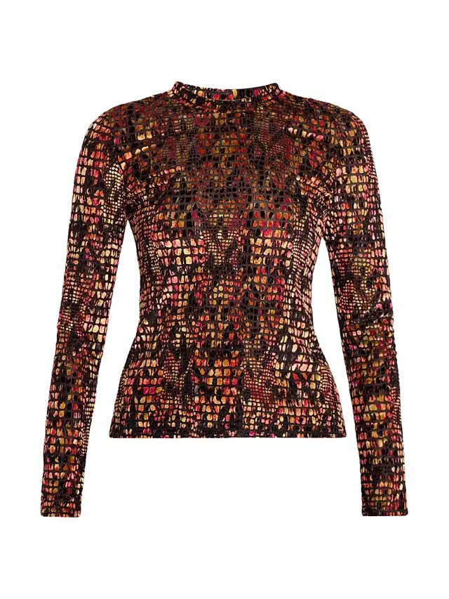 Women's Hugo Burnout Velvet Top - Red Mosaic