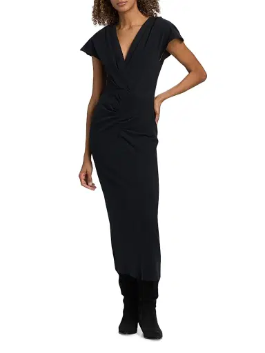 Isabel Marant Women's Nadra Draped Cotton Maxi Dress - Black - Size 10 | Thumbnail 2