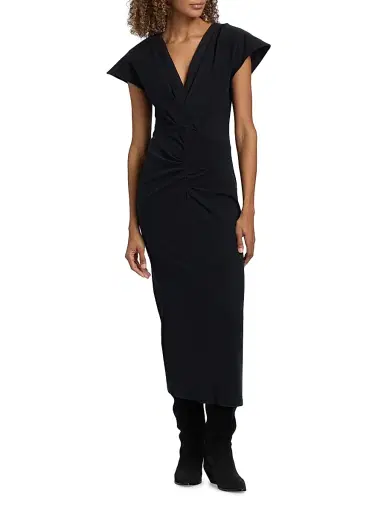 Isabel Marant Women's Nadra Draped Cotton Maxi Dress - Black - Size 10 | Thumbnail 3