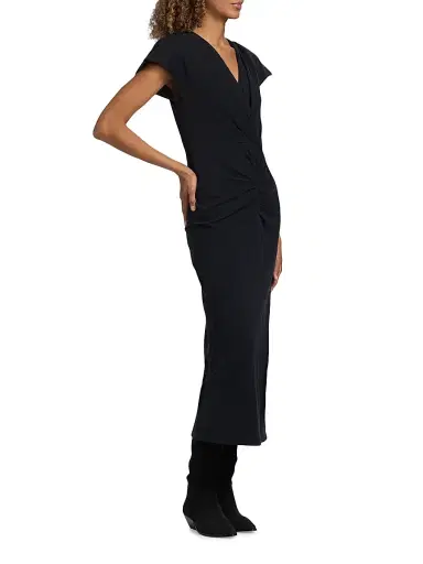 Isabel Marant Women's Nadra Draped Cotton Maxi Dress - Black - Size 10 | Thumbnail 4