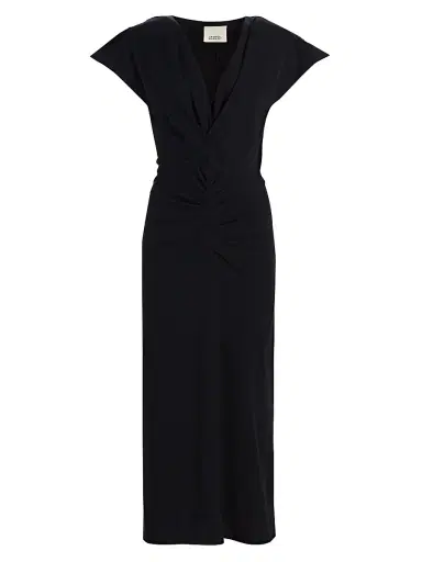 Isabel Marant Women's Nadra Draped Cotton Maxi Dress - Black - Size 10 | Thumbnail 1