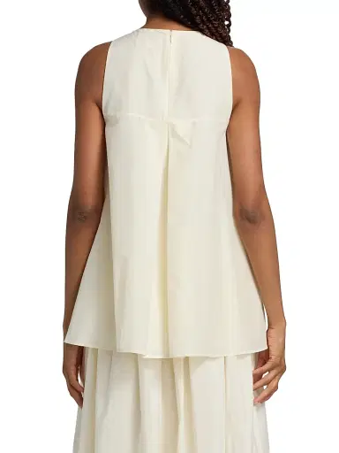 Loulou de Saison Women's Liao Cotton-Silk Pleated Neckline Blouse - Ivory - Size XS | Thumbnail 5