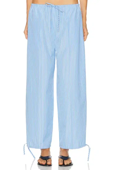 TOTEME Striped Drawstring Cotton Trouser | Thumbnail 2 TOTEME Striped Drawstring Cotton Trouser | Thumbnail 2