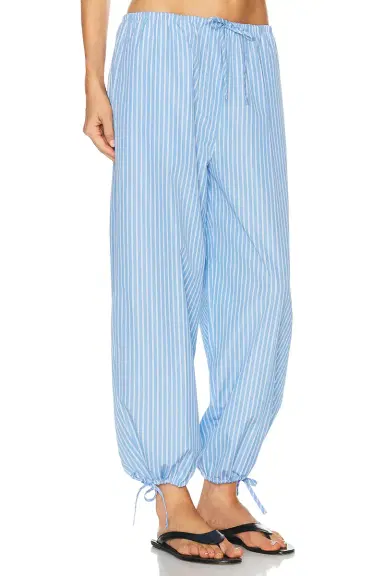 TOTEME Striped Drawstring Cotton Trouser | Thumbnail 3 TOTEME Striped Drawstring Cotton Trouser | Thumbnail 3