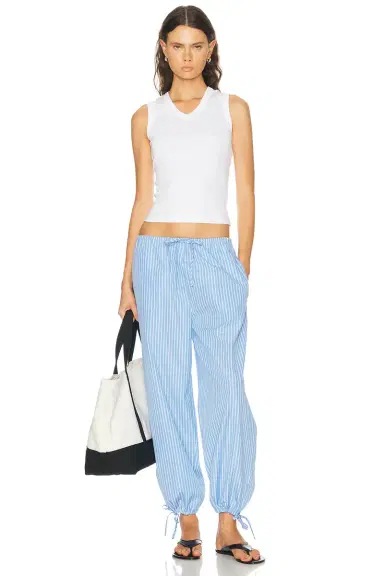 TOTEME Striped Drawstring Cotton Trouser | Thumbnail 6 TOTEME Striped Drawstring Cotton Trouser | Thumbnail 6