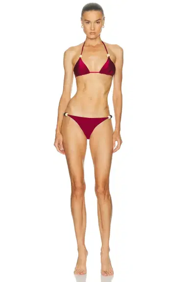 ADRIANA DEGREAS Solid Triangle Beaded Bikini Set | Thumbnail 1 ADRIANA DEGREAS Solid Triangle Beaded Bikini Set | Thumbnail 1