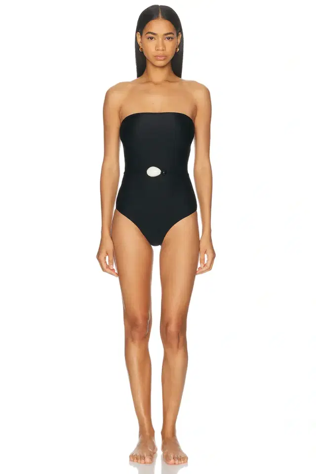 Belted Strapless One Piece Swimsuit