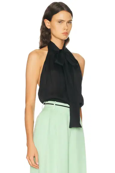 Tom Ford Monogram Silk Chiffon Halterneck Lavalliere Top | Thumbnail 2 Tom Ford Monogram Silk Chiffon Halterneck Lavalliere Top | Thumbnail 2