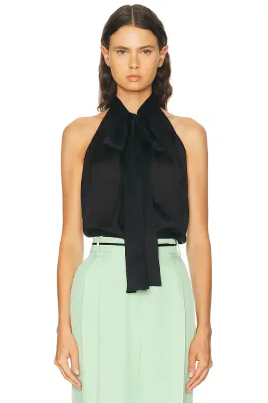 Tom Ford Monogram Silk Chiffon Halterneck Lavalliere Top | Thumbnail 1 Tom Ford Monogram Silk Chiffon Halterneck Lavalliere Top | Thumbnail 1