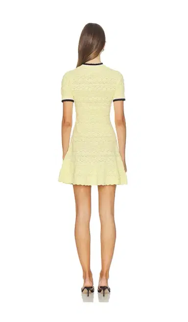 Self-Portrait Yellow Pointelle Knit Mini Dress | Thumbnail 3 Self-Portrait Yellow Pointelle Knit Mini Dress | Thumbnail 3