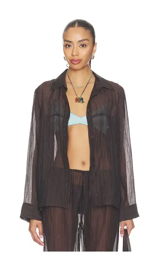 LNA Sylvee Sheer Button Up