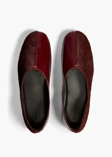 Khaite Jane Flat In Rouge Noir Haircalf And Glazed Leather | Thumbnail 3