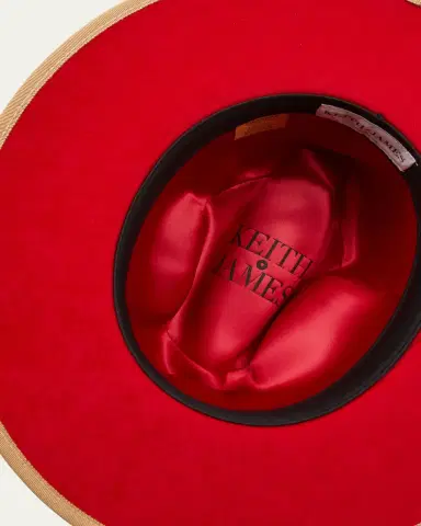 Keith James Men's Queen Red-Brim Wool Fedora Hat | Thumbnail 3