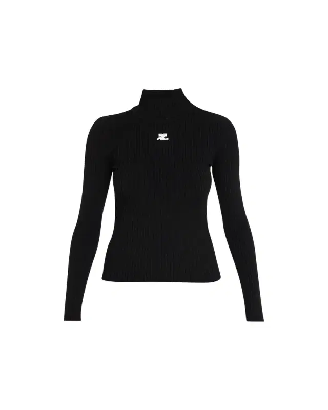 Courreges Turtleneck Long-Sleeve Rib Sweater