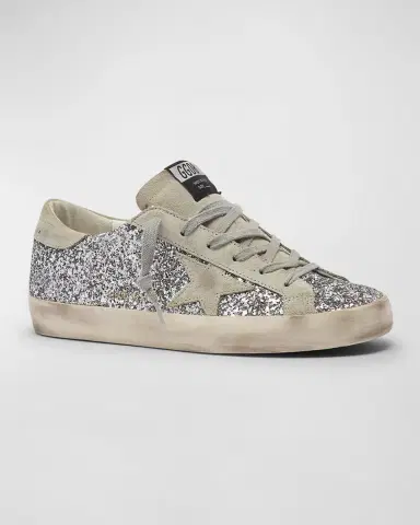 Golden Goose Superstar Suede Glitter Low-Top Sneakers | Thumbnail 2 Golden Goose Superstar Suede Glitter Low-Top Sneakers | Thumbnail 2