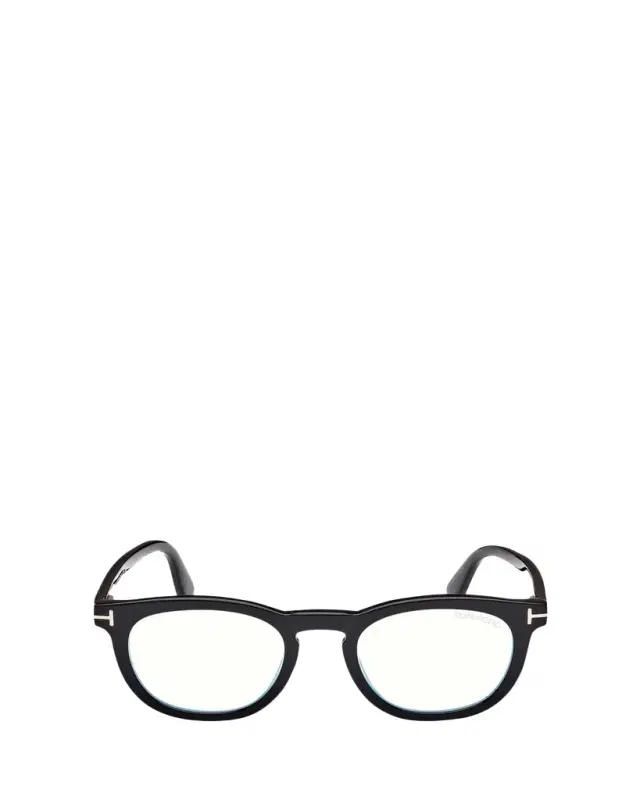 TOM FORD Men's FT5993-BM Round Blue-Block Optical Frames with Magnetic Sunglasses Clip