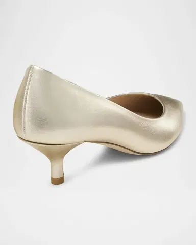 Stuart Weitzman Stuart Metallic Leather Kitten-Heel Pumps | Thumbnail 3 Stuart Weitzman Stuart Metallic Leather Kitten-Heel Pumps | Thumbnail 3